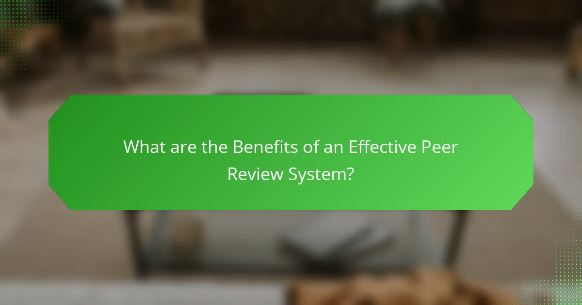 What are the Benefits of an Effective Peer Review System?