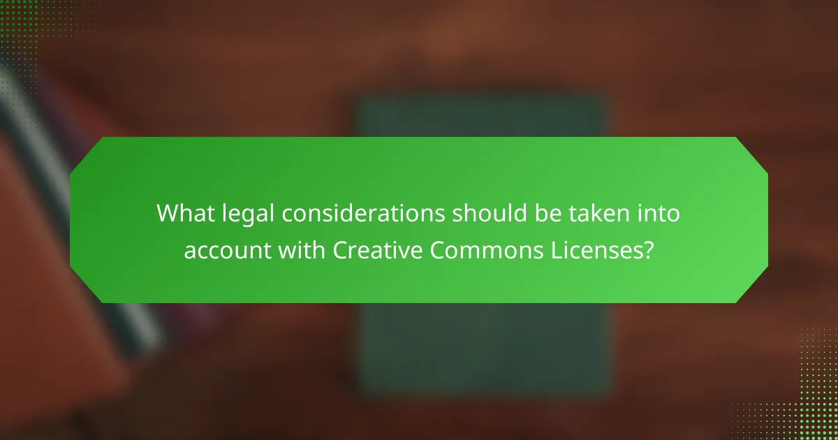 What legal considerations should be taken into account with Creative Commons Licenses?